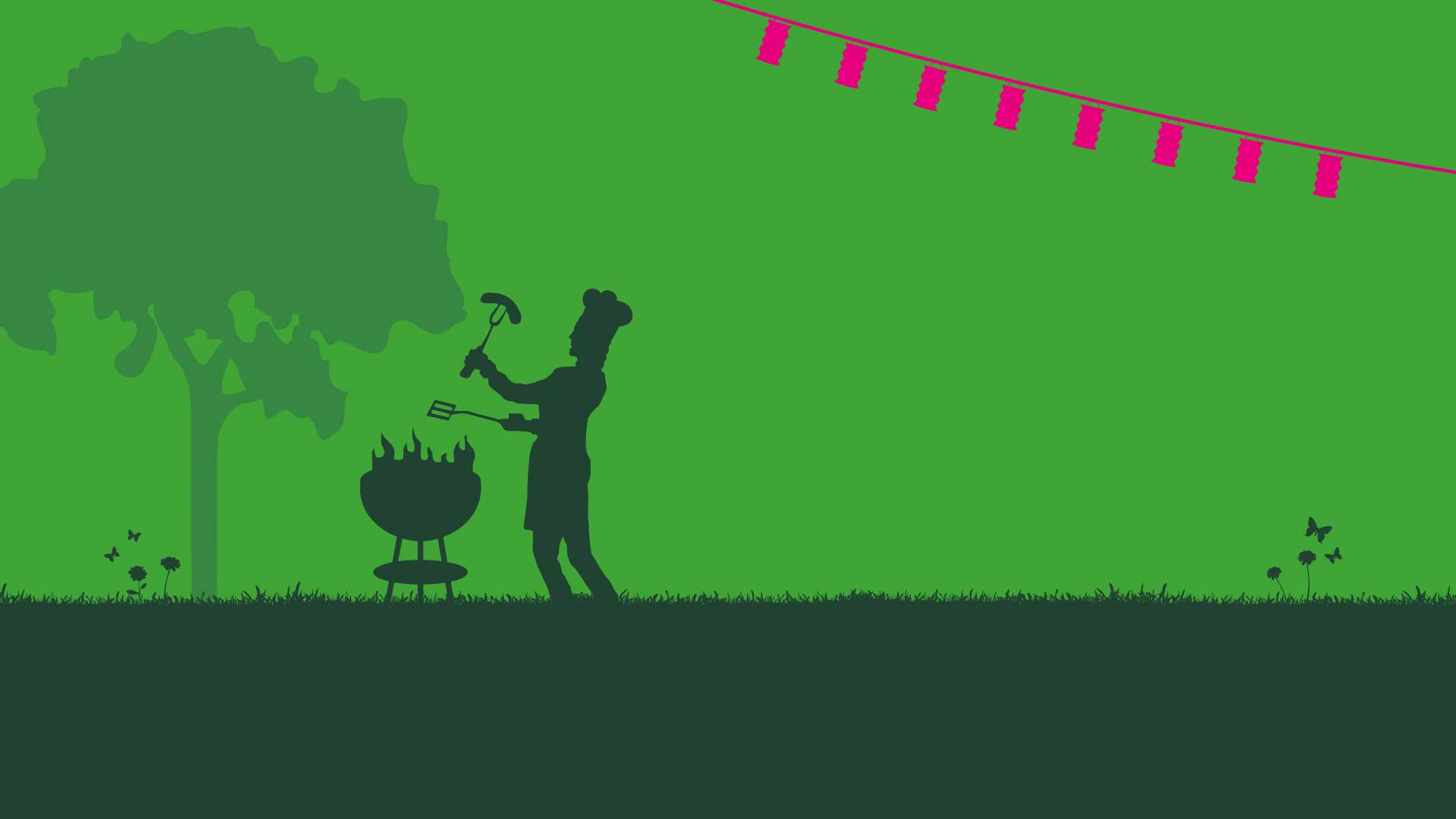 Illustration einer Grillparty im Garten