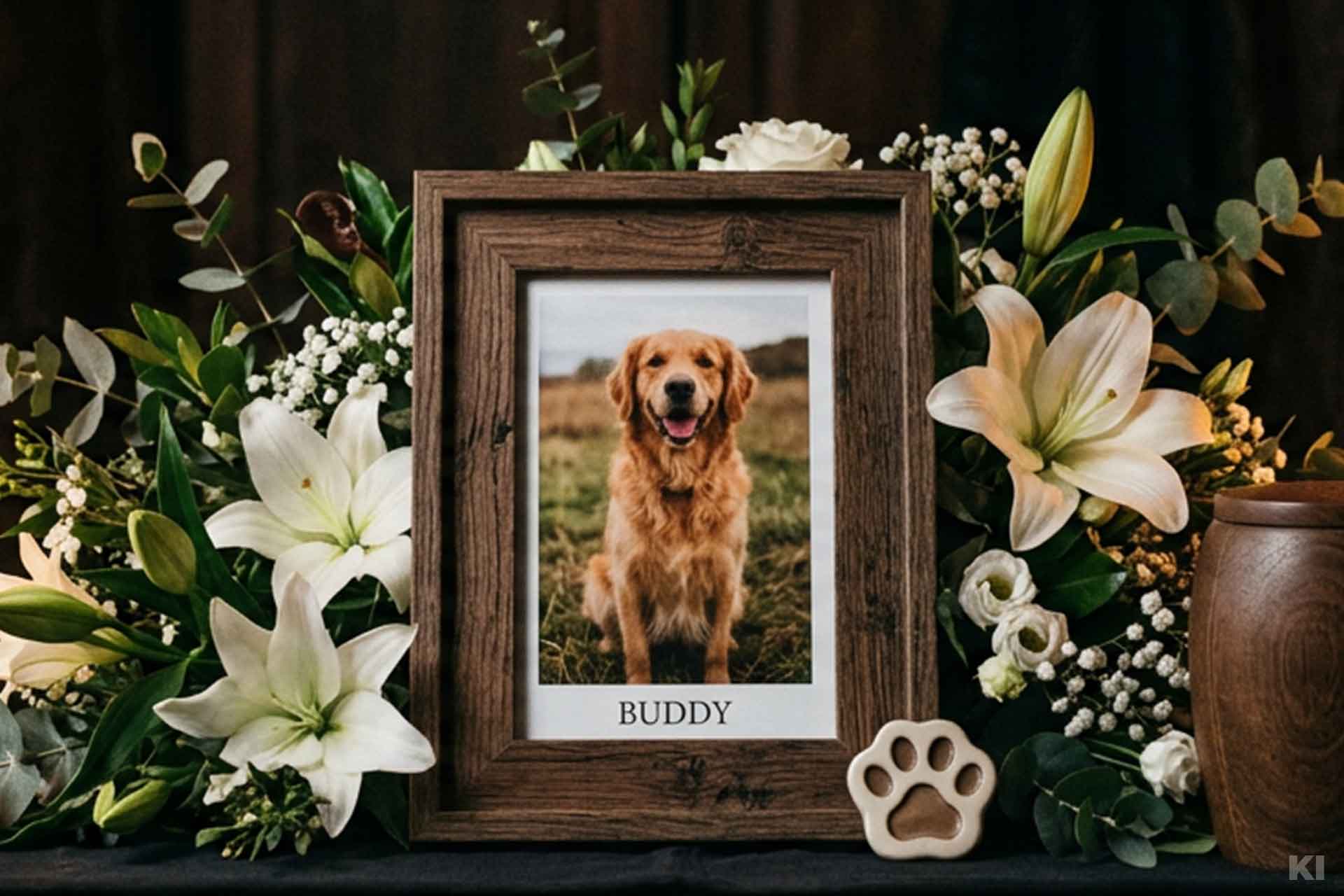 Bild von einem Hund auf dessen Beerdigung